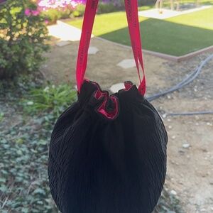 Lancome Women's Reversible Drawstring Cosmetic Bag Black/Pink One Size